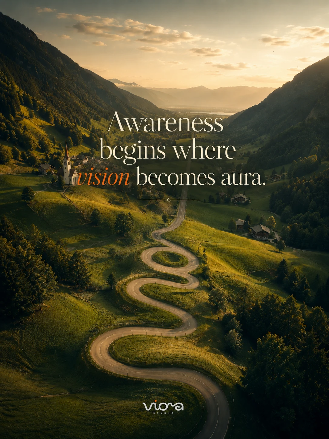 Editorial poster — Awareness begins where vision becomes aura