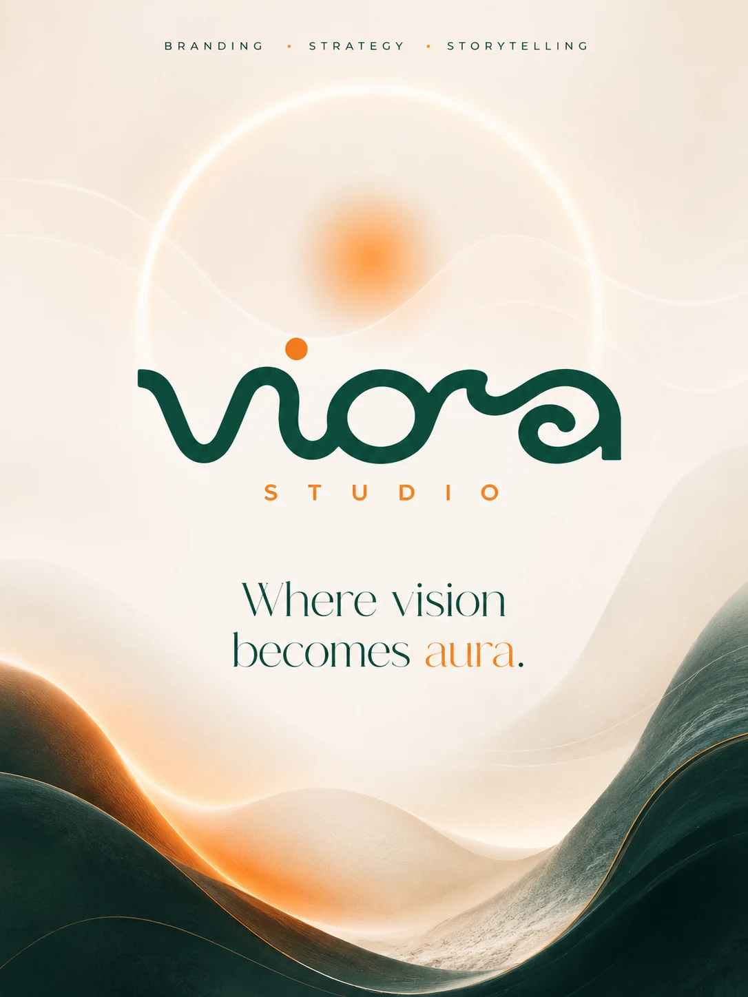 Editorial poster treatment of VIORA brand philosophy
